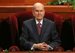 FILE - Church President Russell M. Nelson looks on during The Church of Jesus Christ of Latter-day Saints' conference on April 6, 2019, in Salt Lake City. (AP Photo/Rick Bowmer, File)